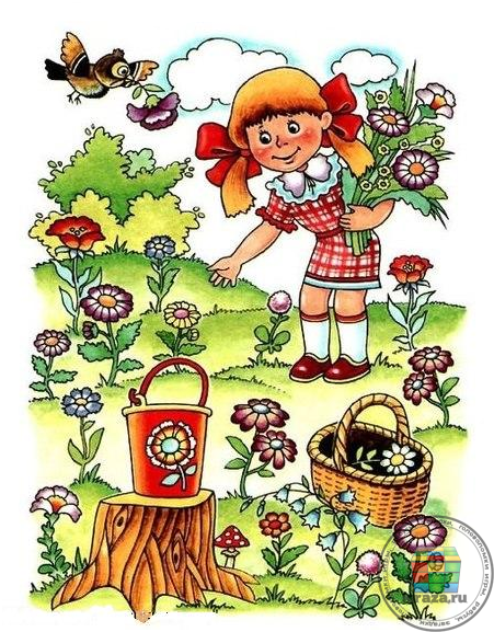 Помоги девочке собрать все цветочки, которые рвстут на полянке
